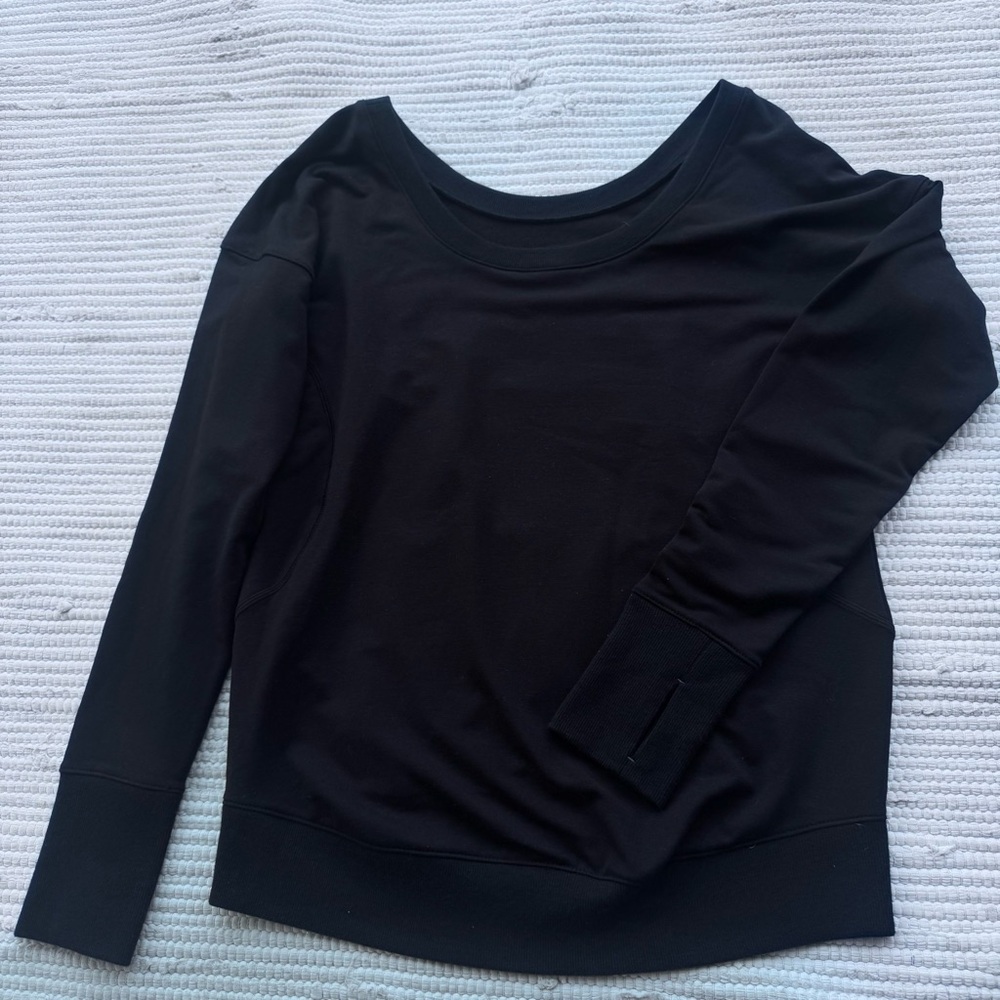 Athleta Black Curved Seam Pocket Pullover Sweatshirt Size S - Picture 8 of 11